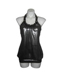 BEBE Metallic Chain Halter Tube Top