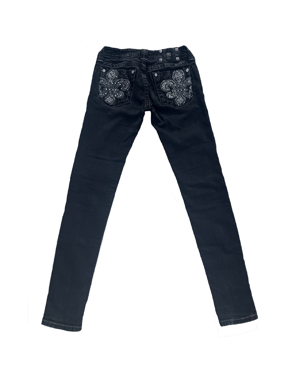MISS ME Embellished Black Low-rise Skinny Jeans