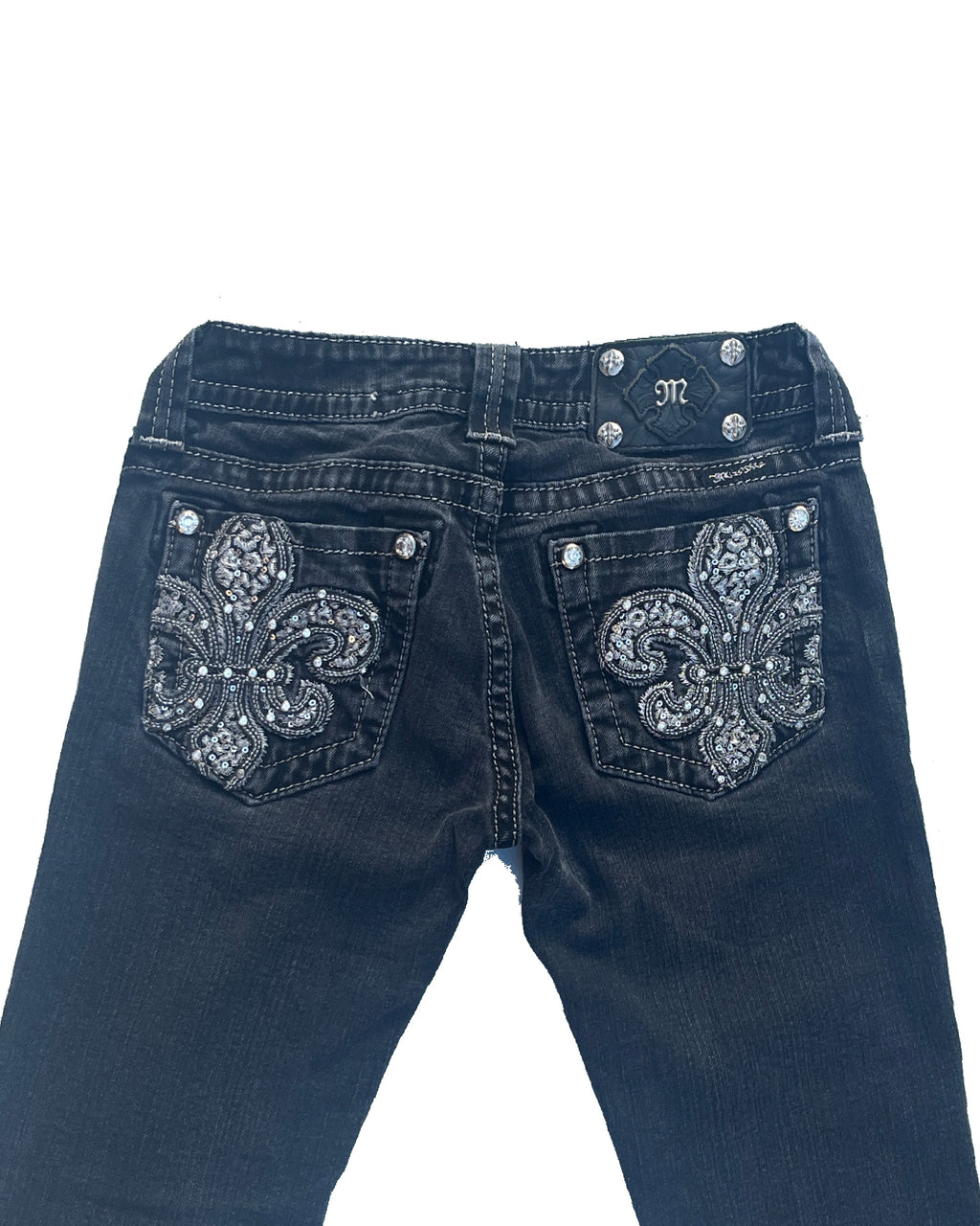 MISS ME Embellished Black Low-rise Skinny Jeans