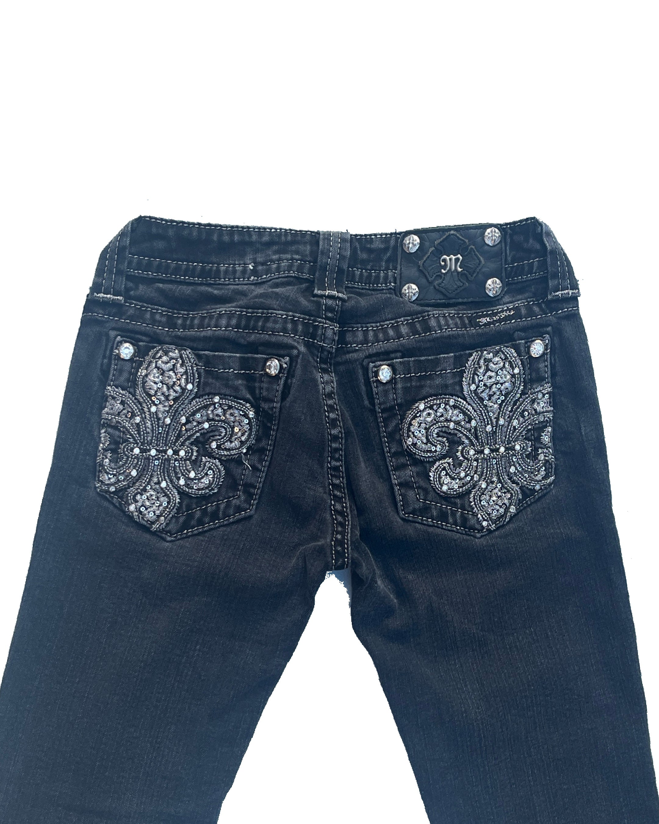 MISS ME Embellished Black Low-rise Skinny Jeans