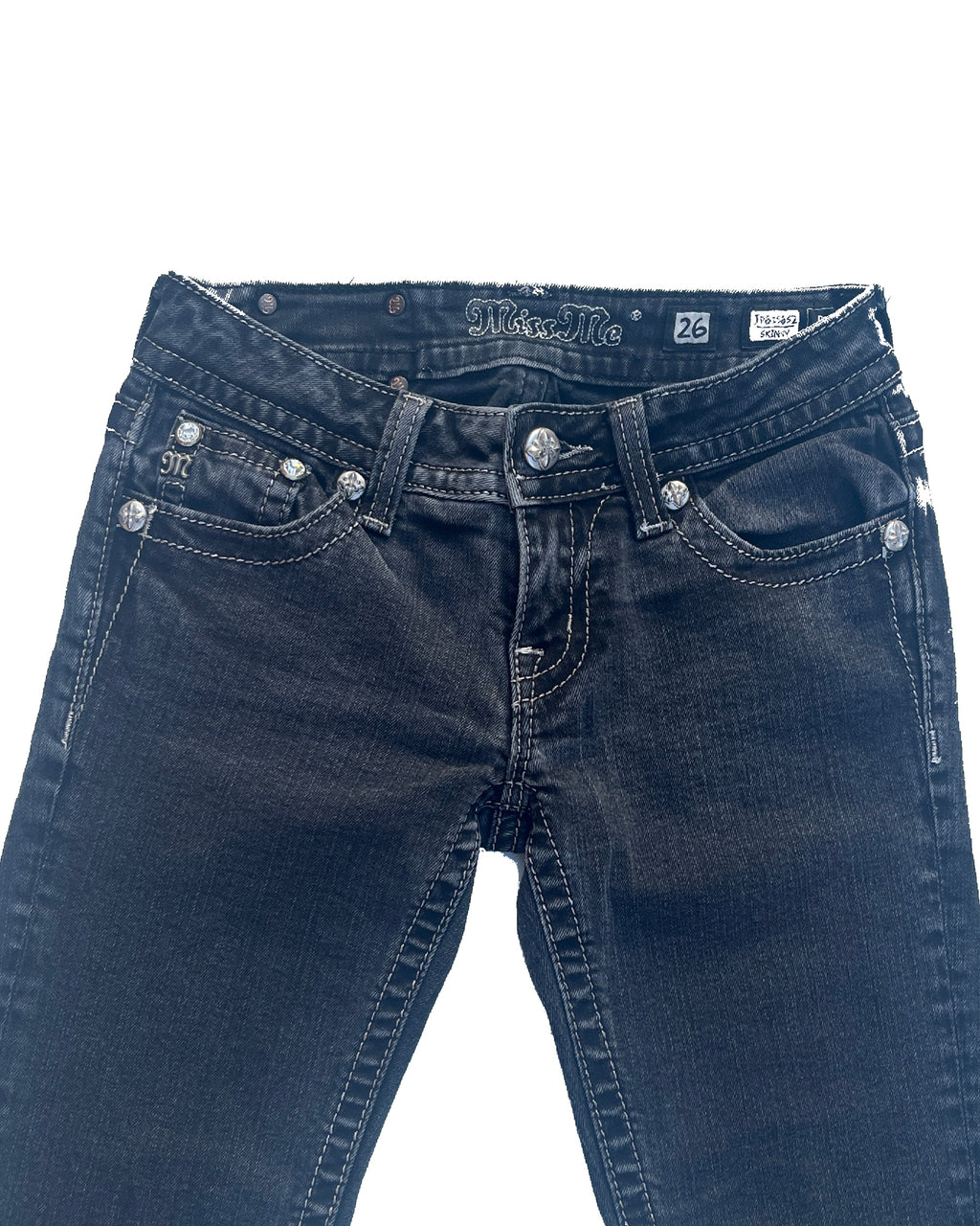 MISS ME Embellished Black Low-rise Skinny Jeans