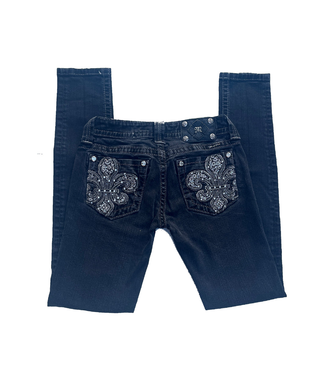 MISS ME Embellished Black Low-rise Skinny Jeans