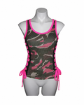 Pink Camo Rebel Lace-up Super Fitted Tank