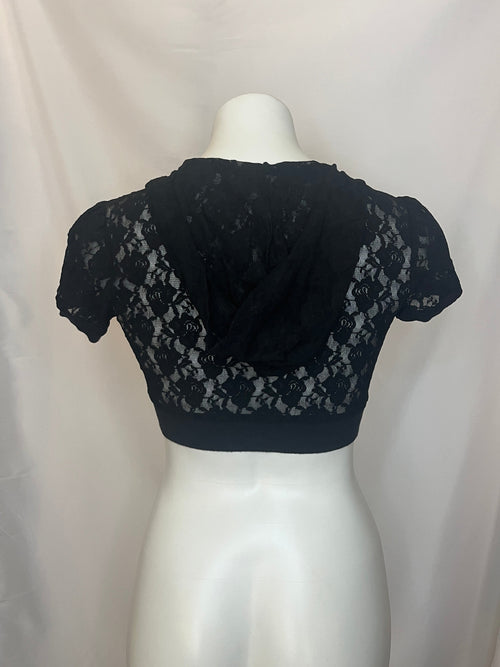 Lace Zip-Up Crop Hoodi